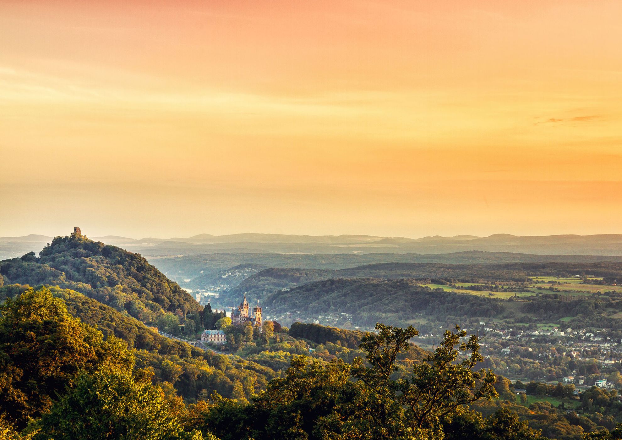View to Drachenfels from Petersberg, Germany