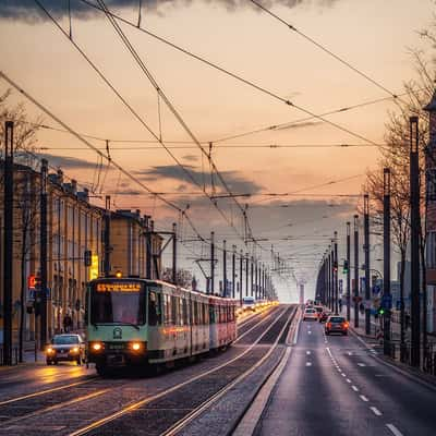 Streetcar at Kennedy Bridge, Bonn, Germany