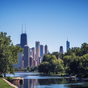 Chicago skyline from Lincoln Park, USA