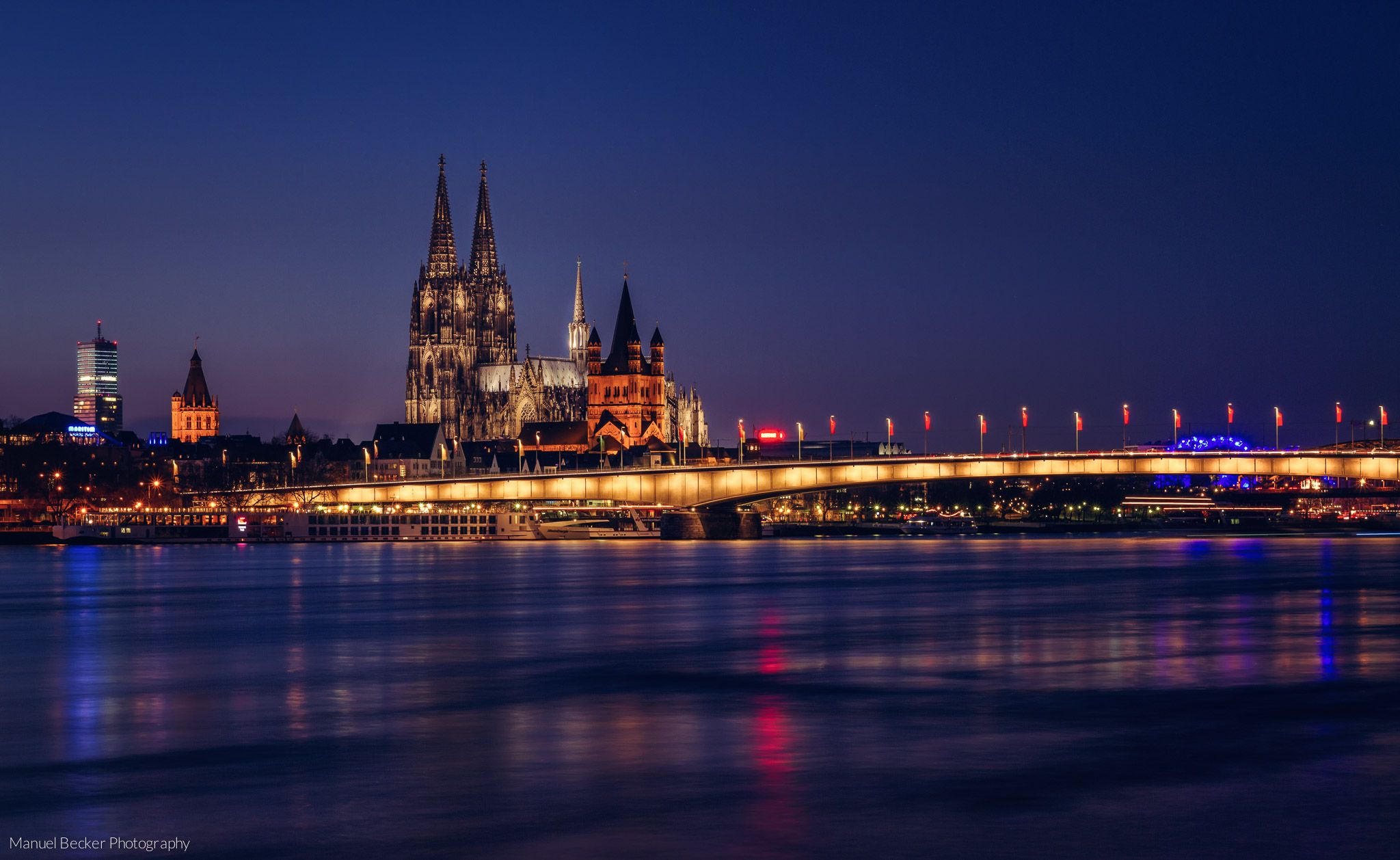 Cologne Cathedral from Severinsbridge, Germany
