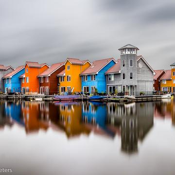 Colourful houses at Reitdiephaven, Netherlands