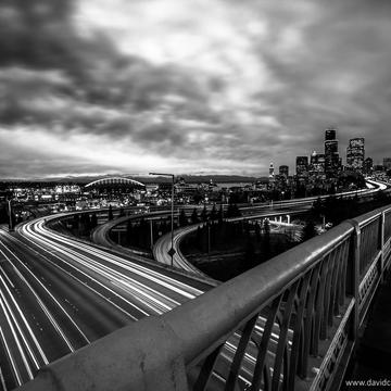 Downtown Seattle from 12th Ave overpass at I90, USA