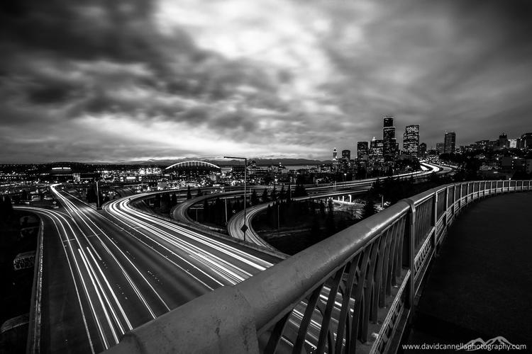 Downtown Seattle from 12th Ave overpass at I90
