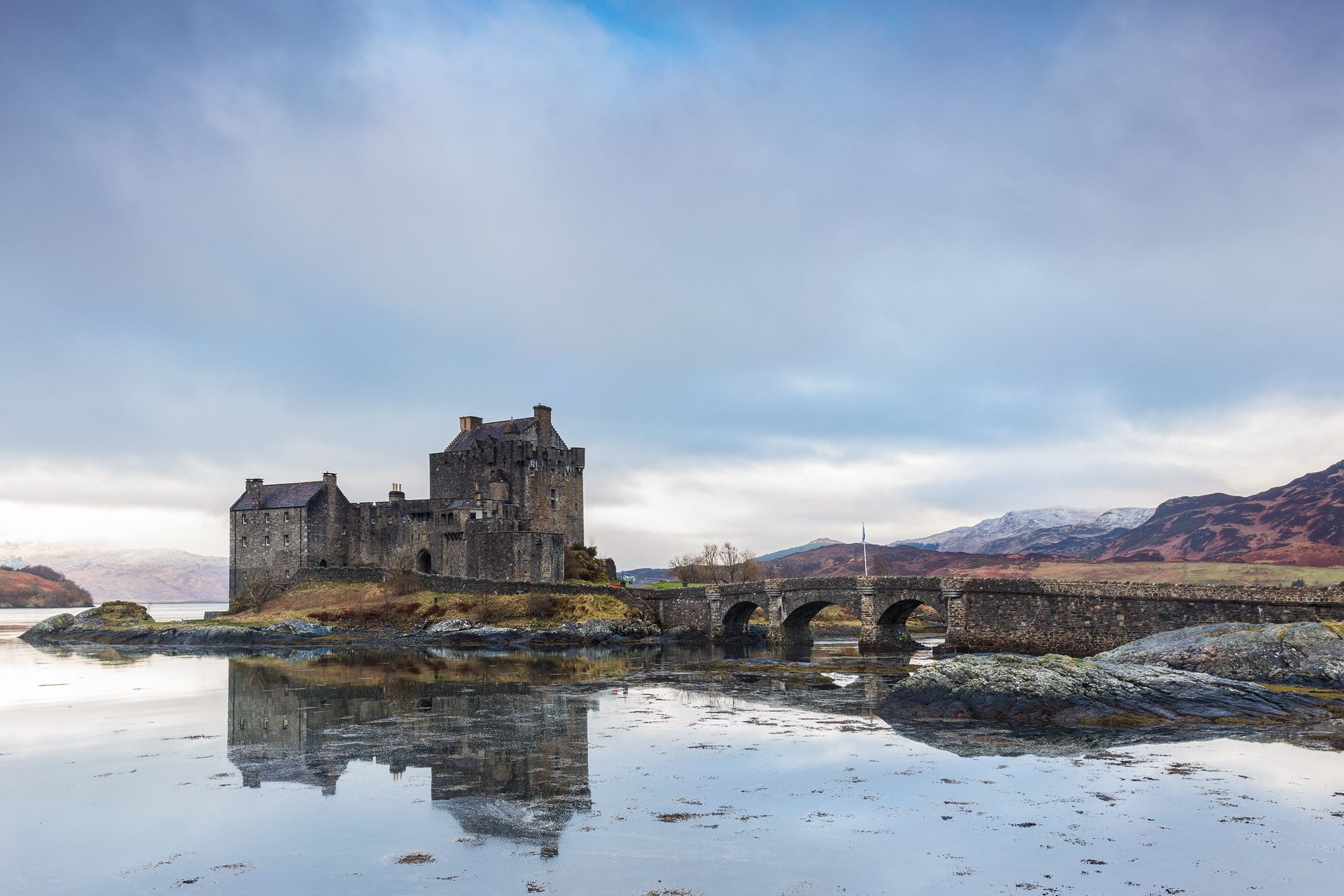 Side view of Eilean Donan Castle, Scotland, United Kingdom