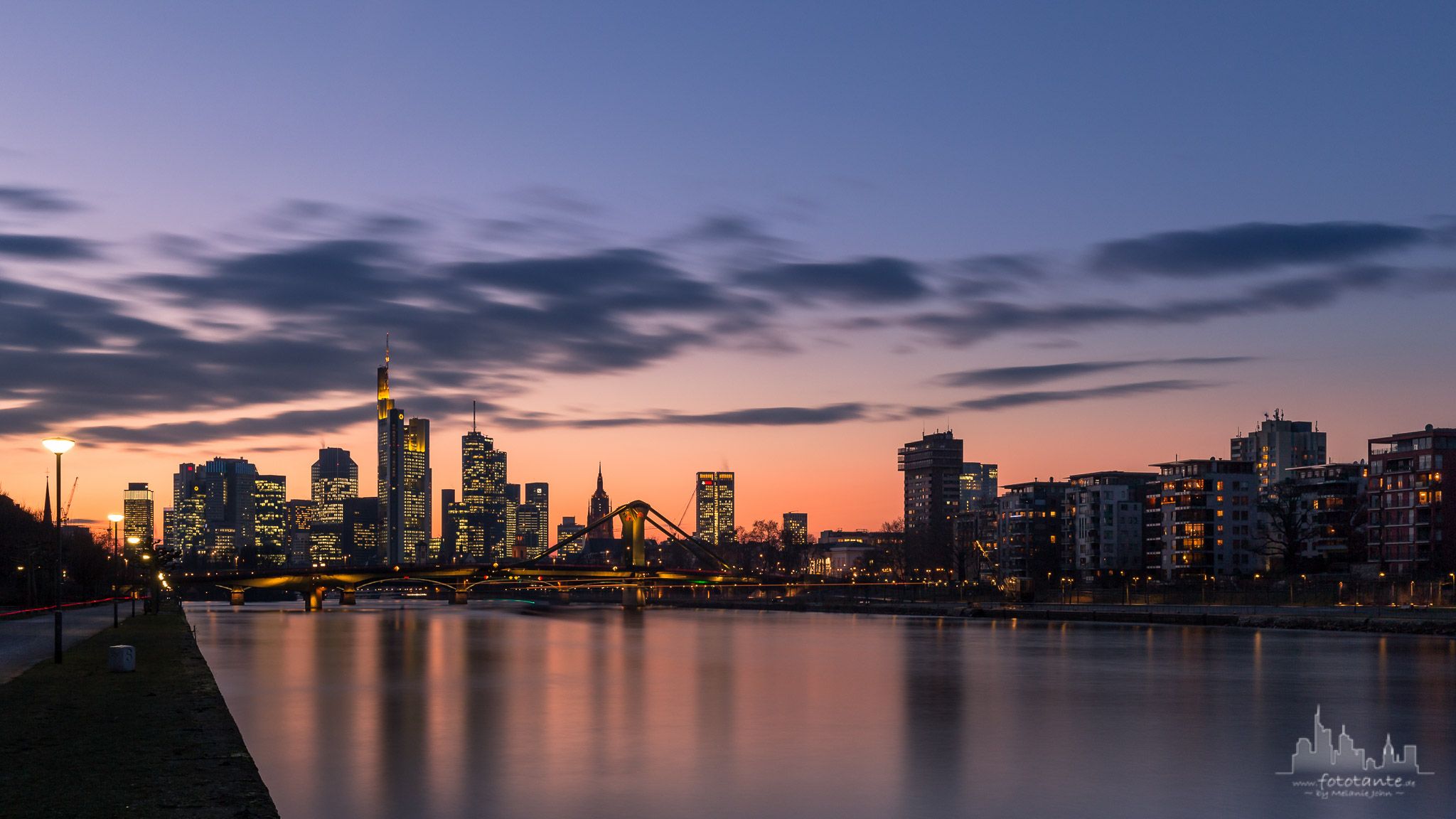 Frankfurt Skyline view from the 'Mainufer', Germany