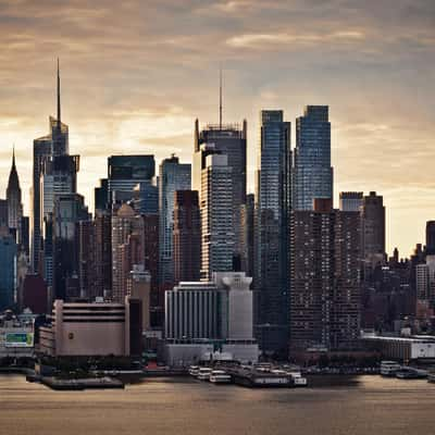 Hamilton Park view to Manhattan, New York City, USA