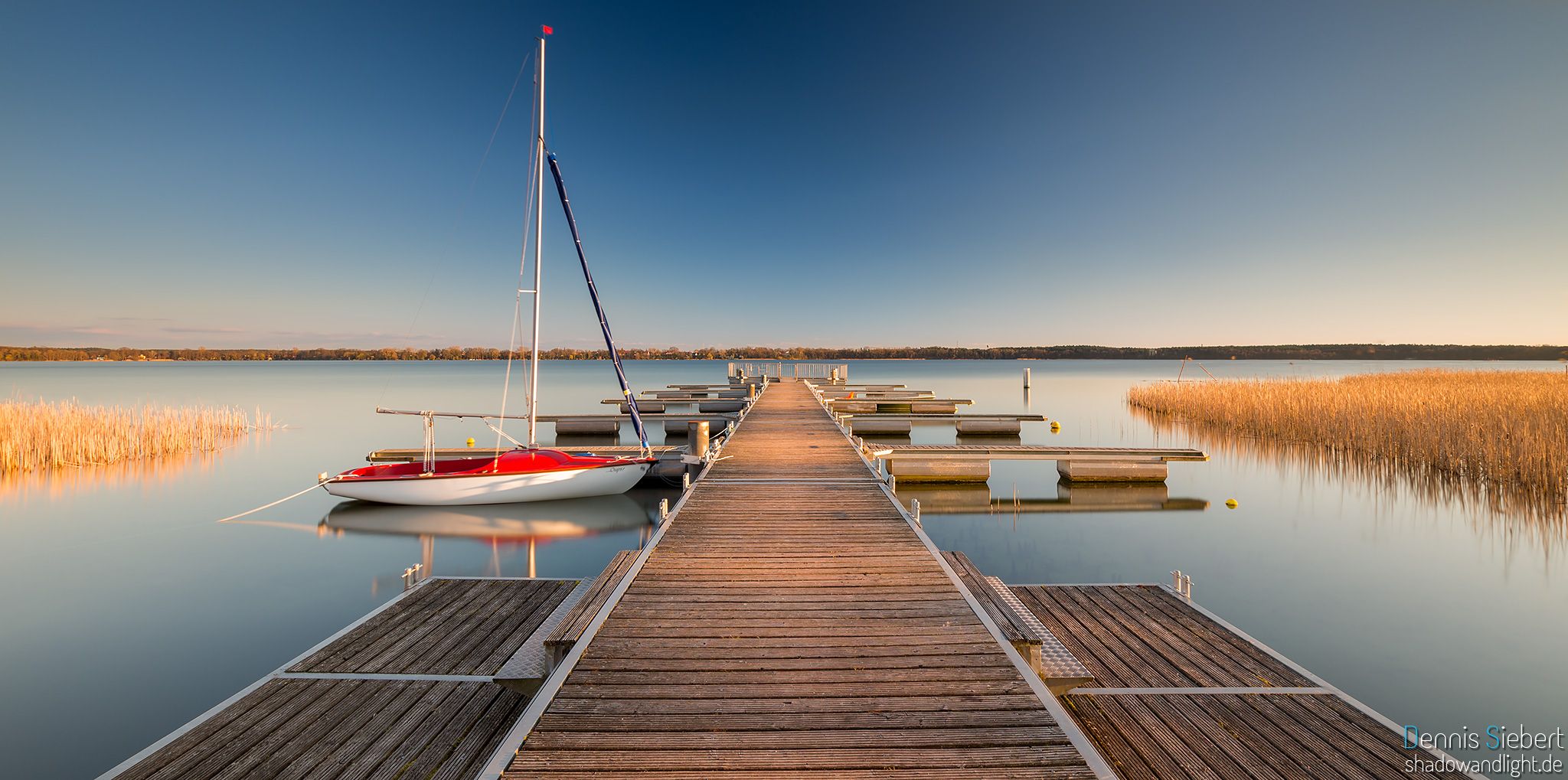 Floating dock at Arendsee., Germany