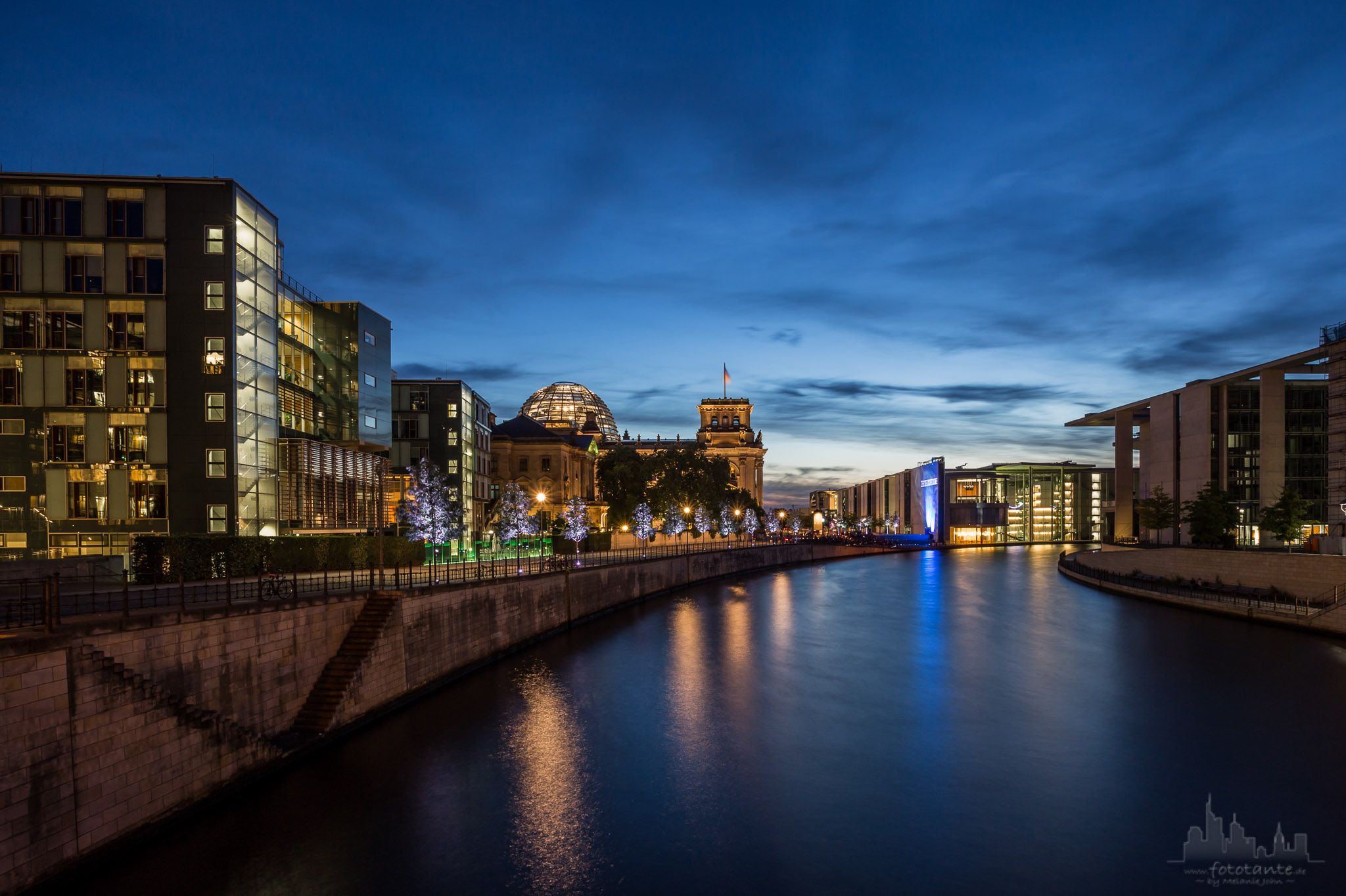 Blue hour at the Reichstagufer, Berlin, Germany