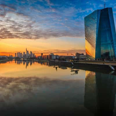 ECB from Deutschherrn Bridge, Frankfurt am Main, Germany