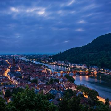 View of Neckar river and the old bridge, Germany