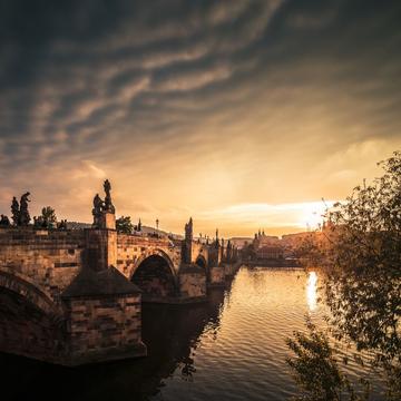 Charles Bridge and Old Town Panorama over the river, Czech Republic