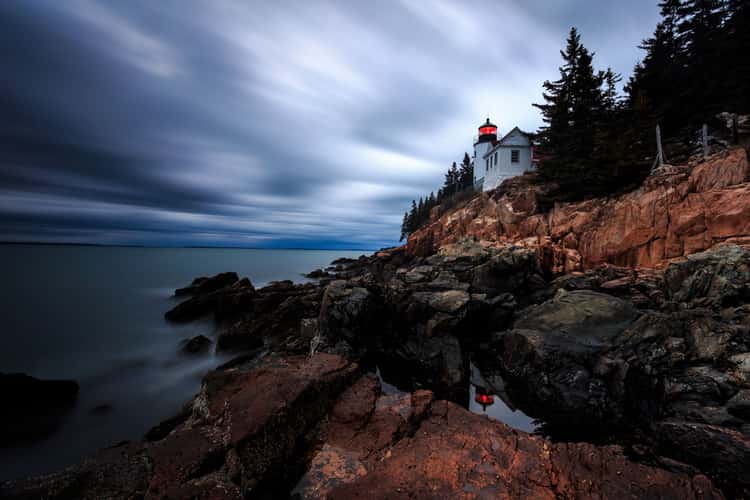 Cliff view of Bass Harbor Head Lighthouse