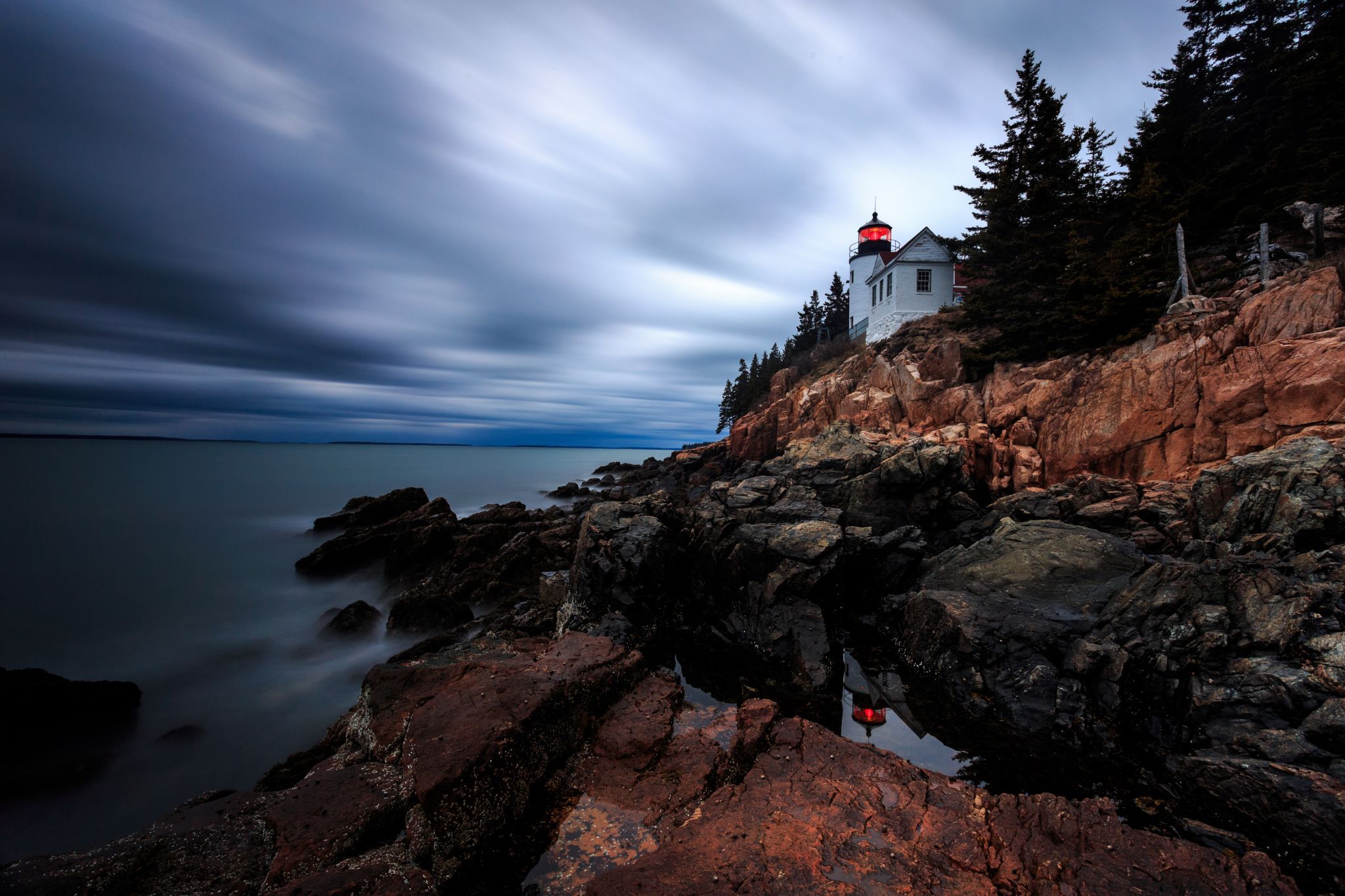 Cliff view of Bass Harbor Head Lighthouse, USA