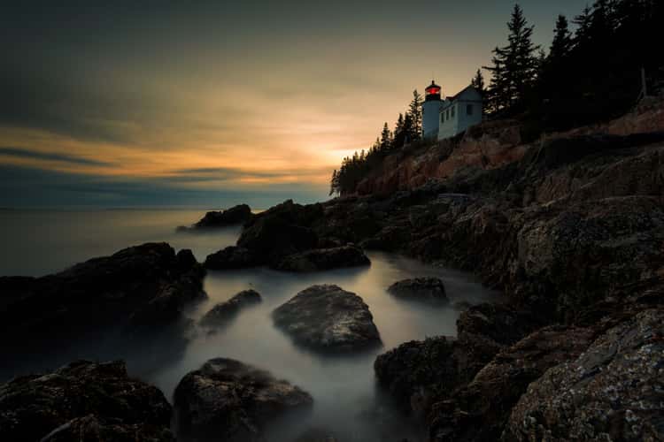 Cliff view of Bass Harbor Head Lighthouse