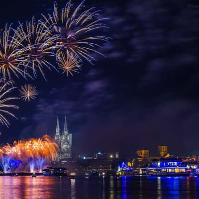 Cologne skyline from beyond Zoobridge, Germany