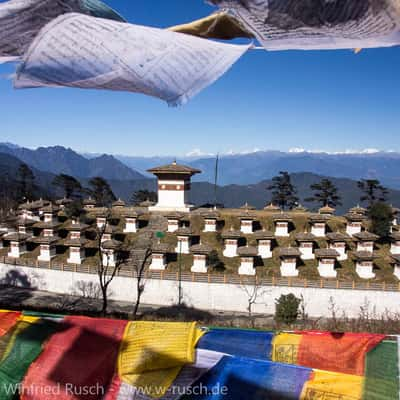 Dochu-La-Pass at 3.088 m height, Bhutan