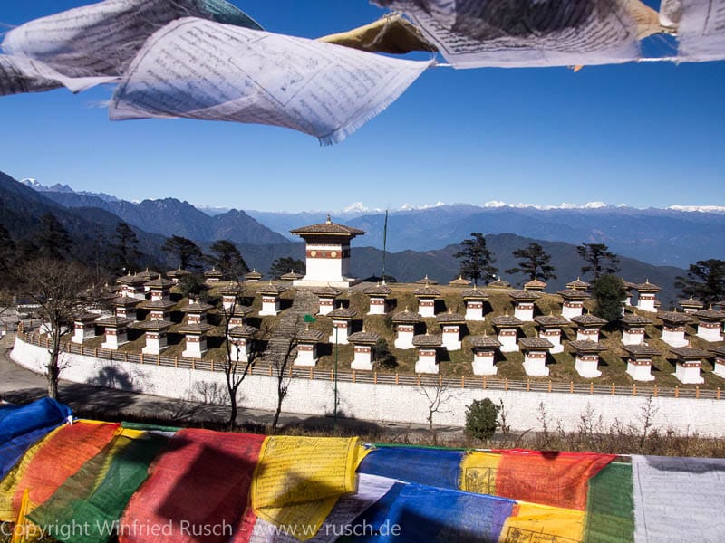 Dochu-La-Pass at 3.088 m height, Bhutan