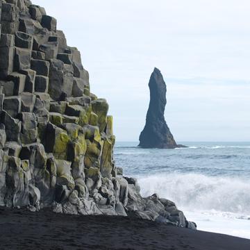 Reynisdrangar, the black basalt sea stacks near Vik, Iceland
