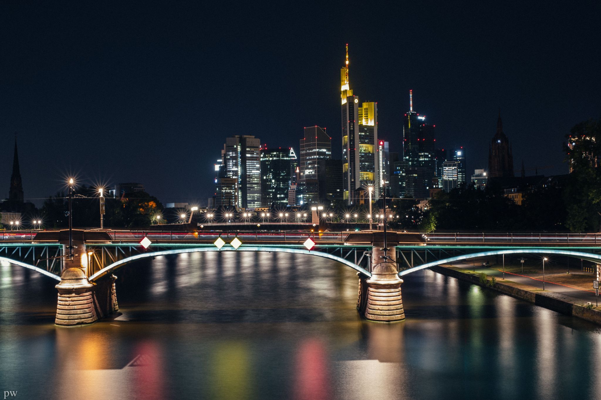 View from the Flößerbrücke, Frankfurt am Main, Germany