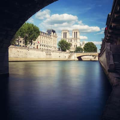 Notre Dame from beyond Pont Saint-Michel, Paris, France