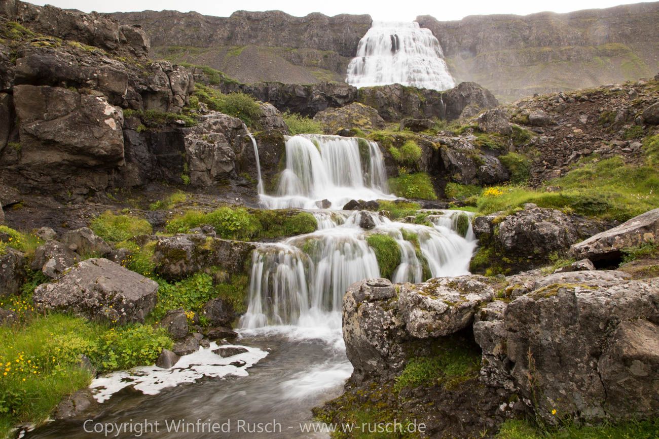 Dynjandi Waterfall from a distance, Iceland