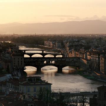 Arno and Bridges in Florence, Italy