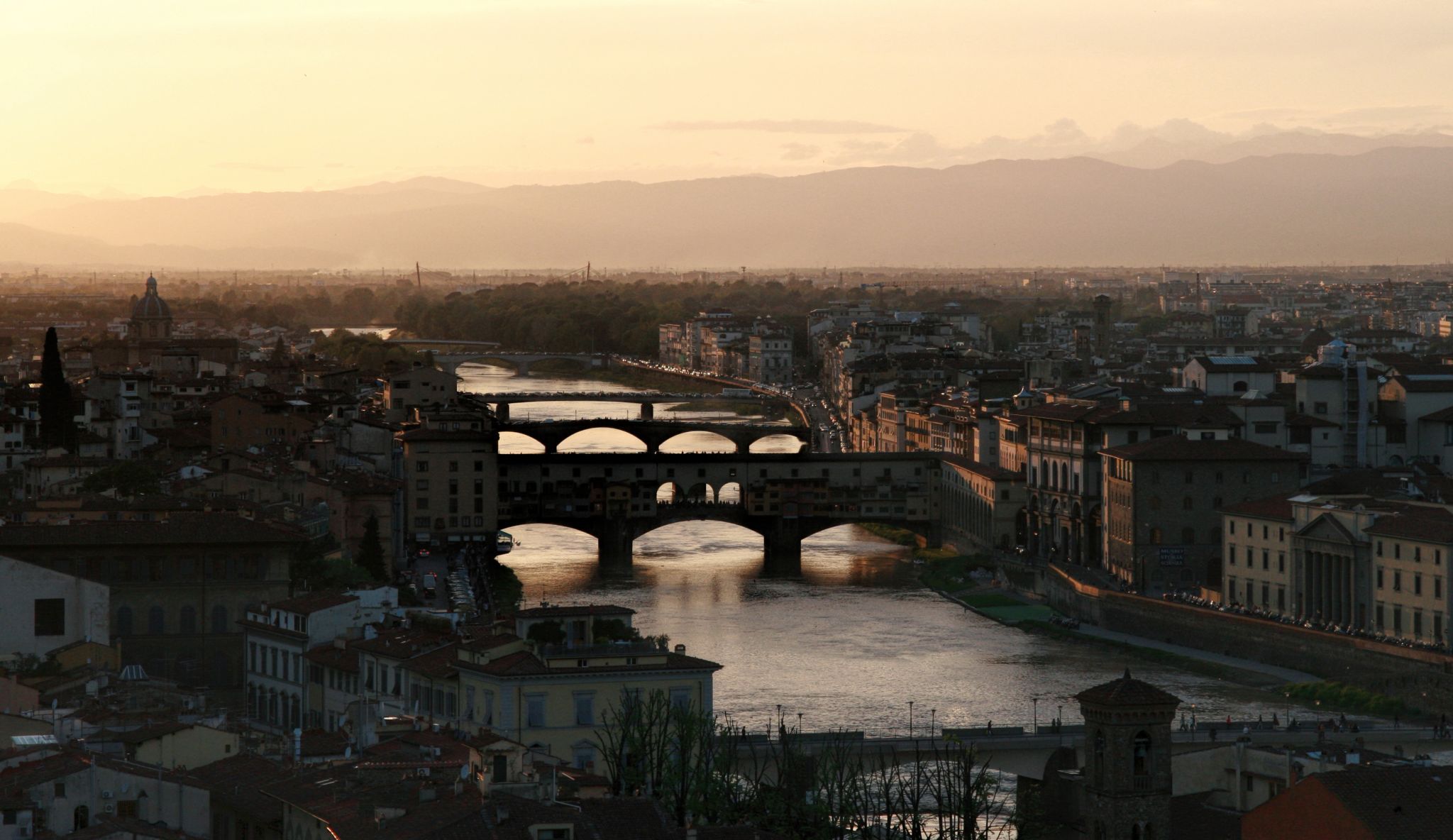 Arno and Bridges in Florence, Italy