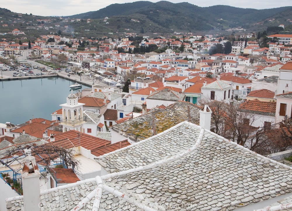 Blick über Skópelosstadt, Greece
