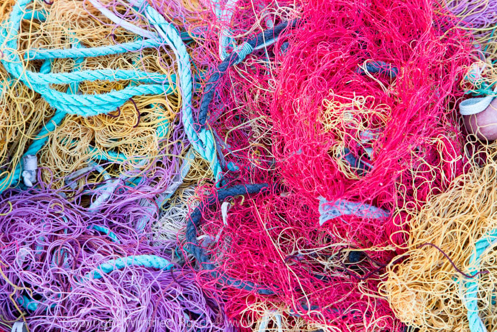 Colourful fishing nets in Neó climate, Greece