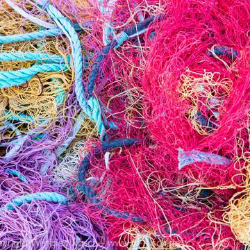 Colourful fishing nets in Neó climate, Greece
