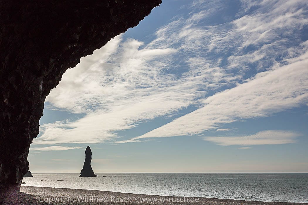 Reynisdrangar, the black basalt sea stacks near Vik, Iceland