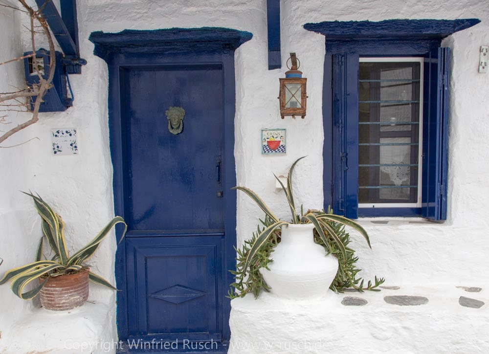 Hinterhof in Skópelos, Greece
