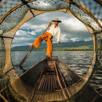 One leg rower on Inle-Lake, Myanmar