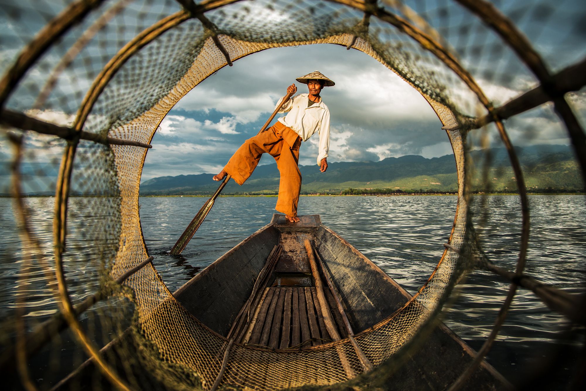 One leg rower on Inle-Lake, Myanmar