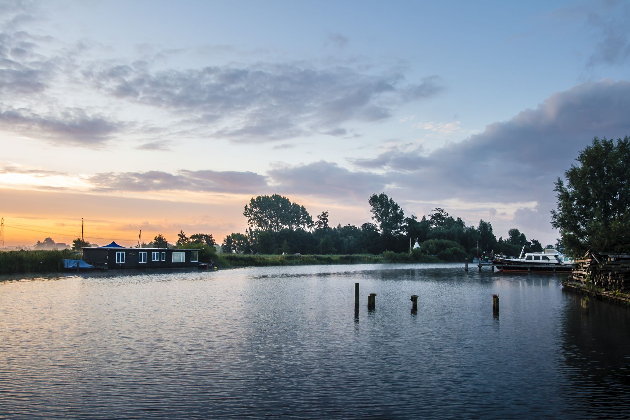 Sunrise on the boat, Netherlands