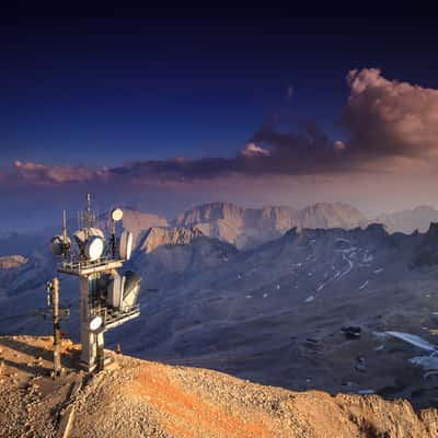 Sunset on the top of the Zugspitze, Austria