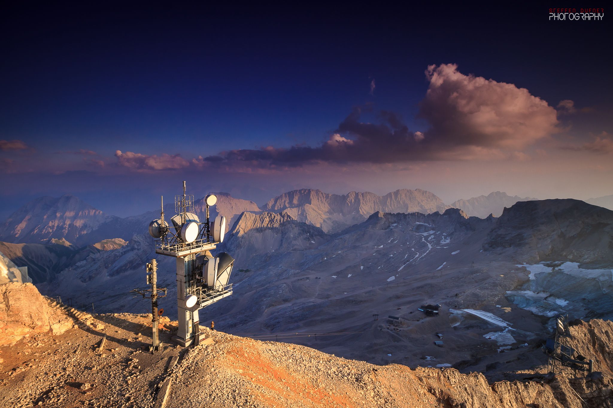 Sunset on the top of the Zugspitze, Austria