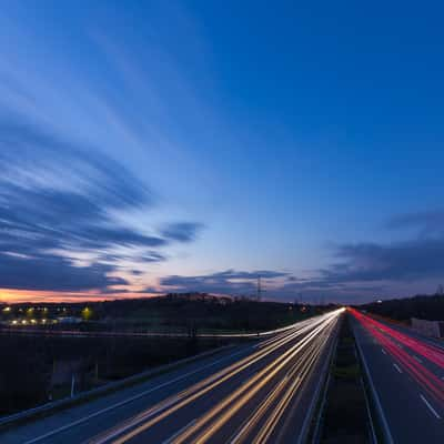 Blue hour at Motorway A 555, Germany