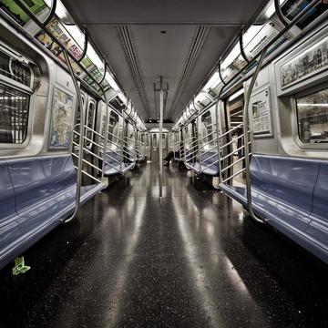 Empty E-Train at World Trade Center, New York City, USA