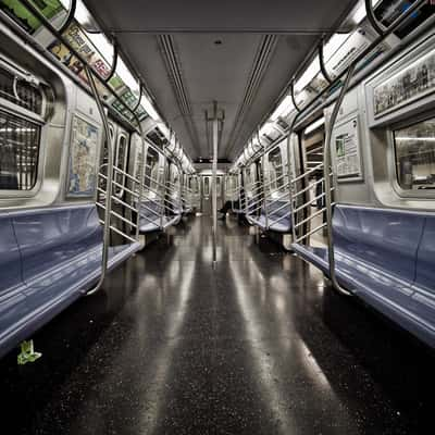 Empty E-Train at World Trade Center, New York City, USA