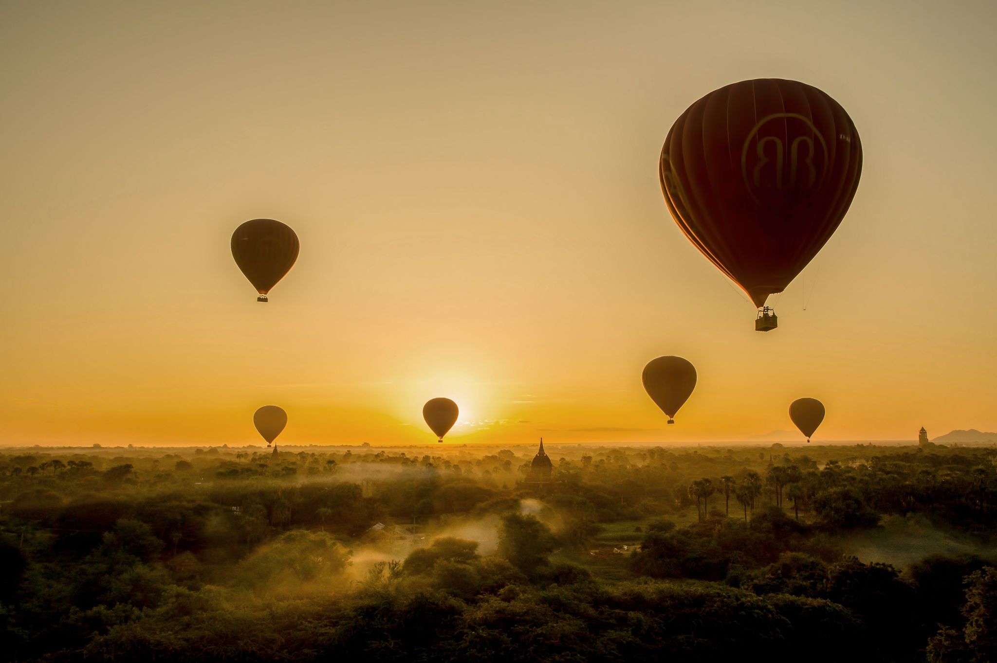 In a balloon over Bagan, Myanmar