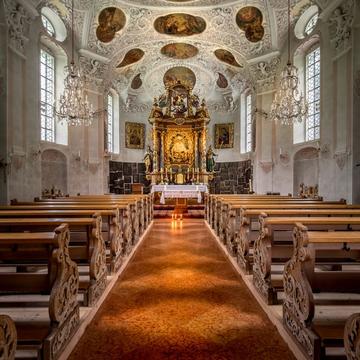 Inside Pilgrimage Church of Maria Gern, Germany