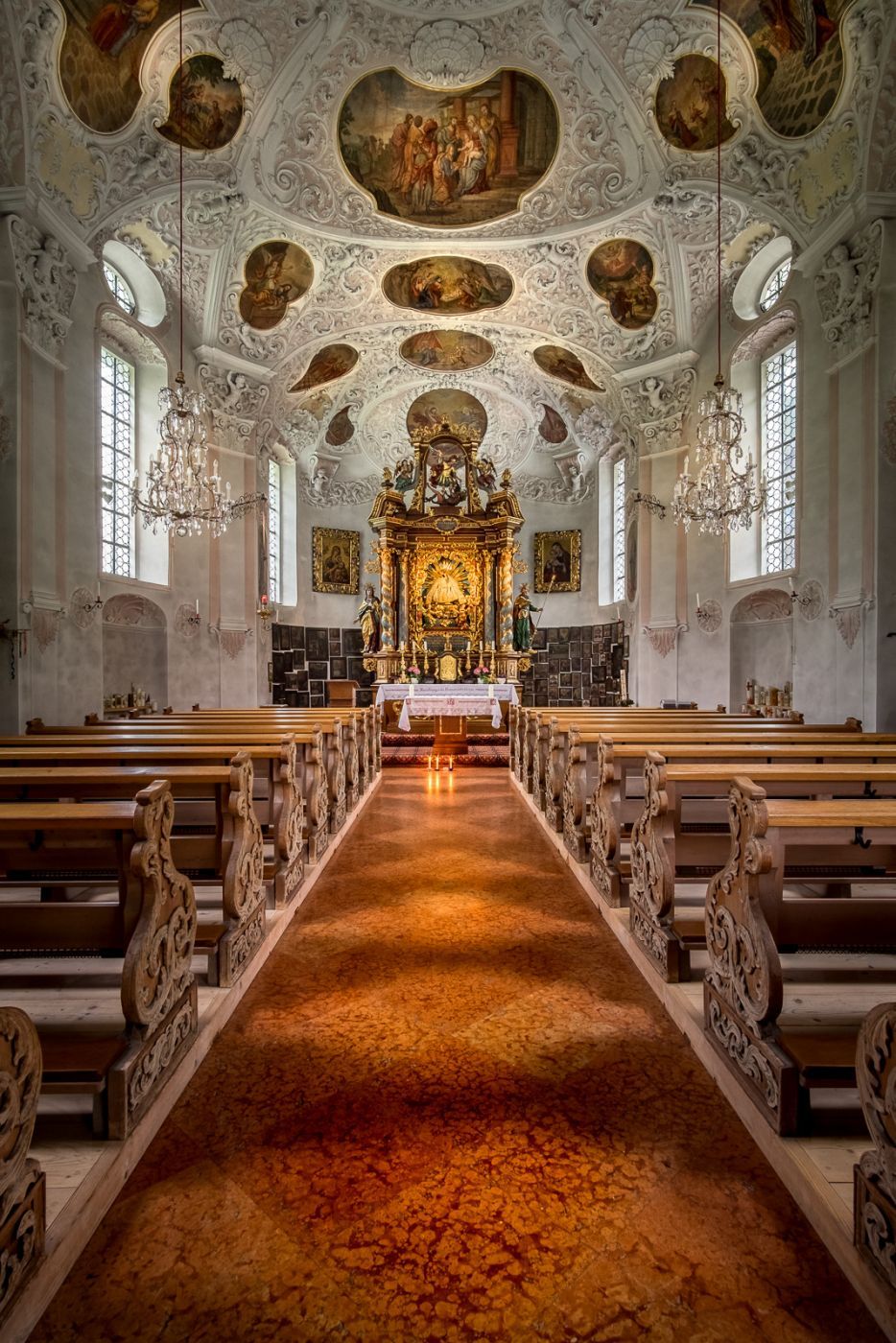 Inside Pilgrimage Church of Maria Gern, Germany