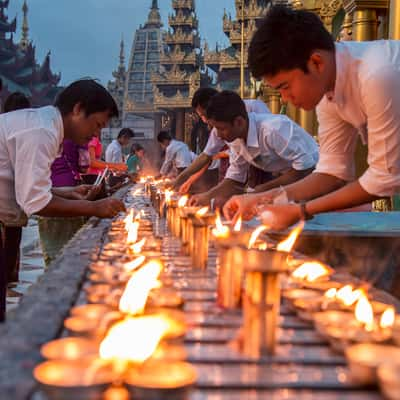 Shwedagon Pagoda in the evening, Myanmar