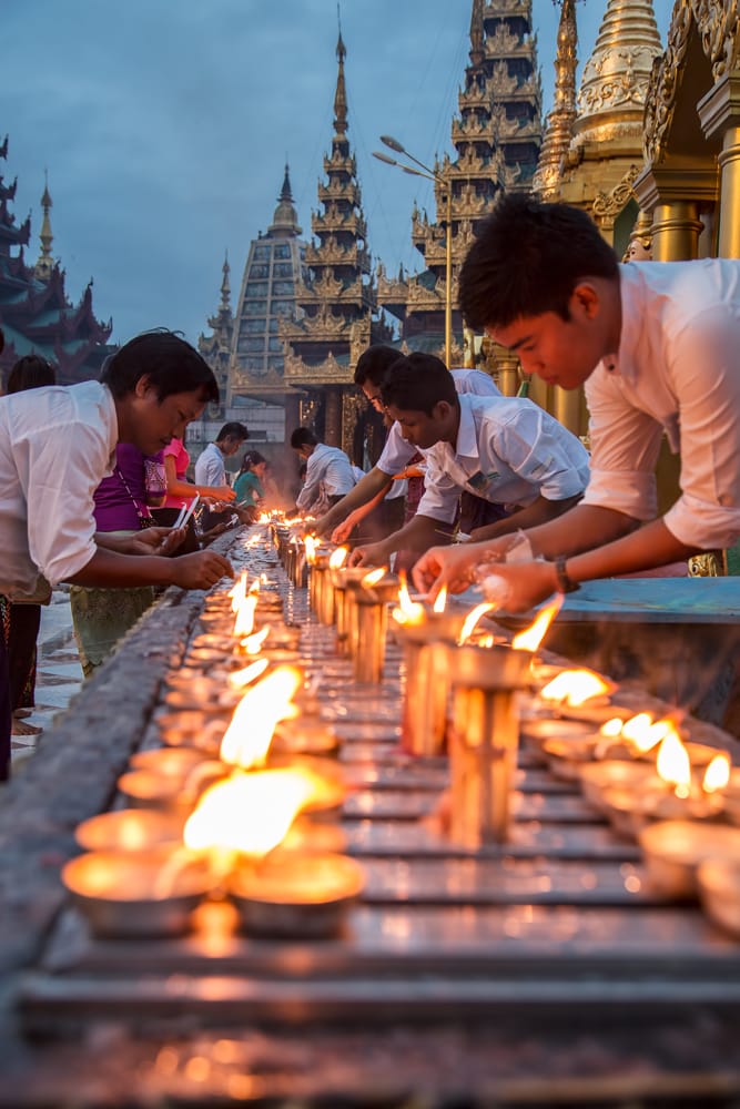 Shwedagon Pagoda in the evening, Myanmar