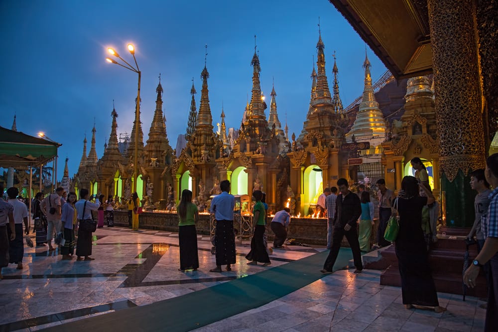 Shwedagonpagoda at the blue hour, Myanmar
