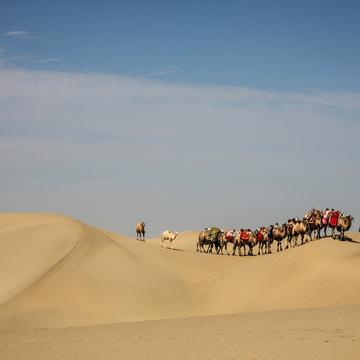 On the way in the Taklamakan Desert, China