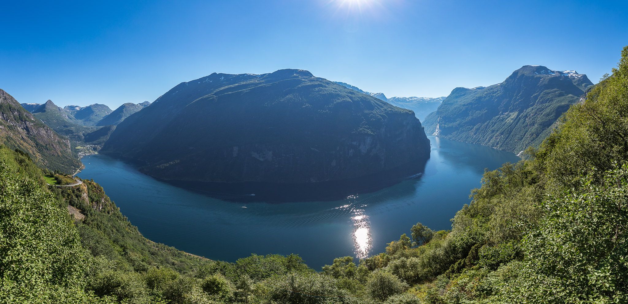 Viewpoint to Geiranger and the seven sisters, Norway