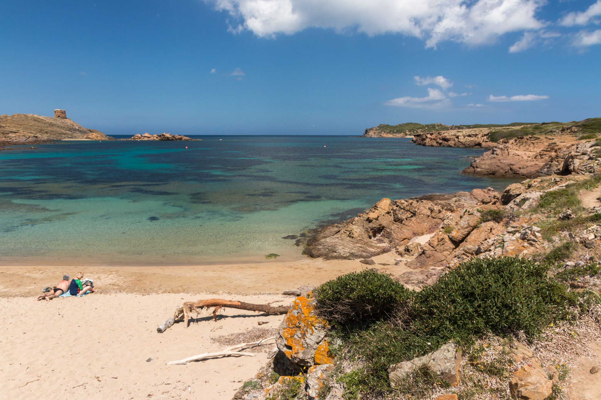 Cala des Tamarells and Torre de Rambla, Minorca, Spain