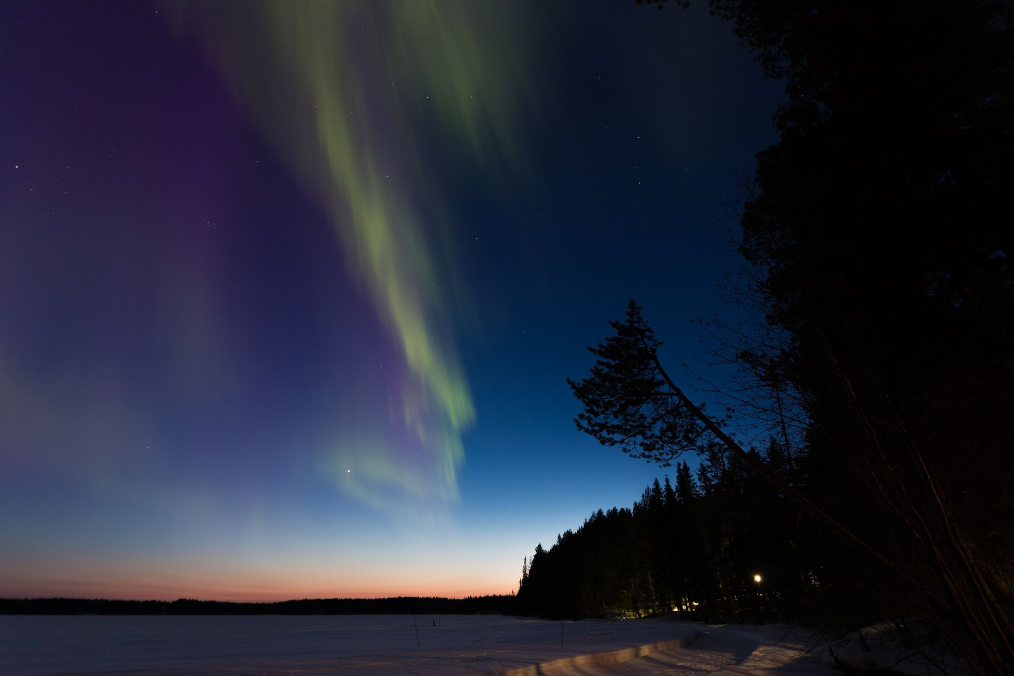 Northern Lights seen from Ollilian Lomamajat, Finland